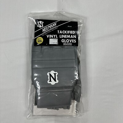 Vintage Neumann Men's 2XL XXL Tackified Lineman Gloves Pair Gray
