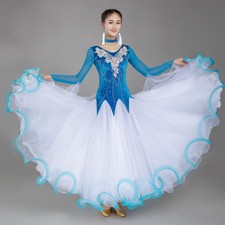 Latin Ballroom Dance Dress Modern Salsa Waltz Standard Long Dress C044 5 Colors