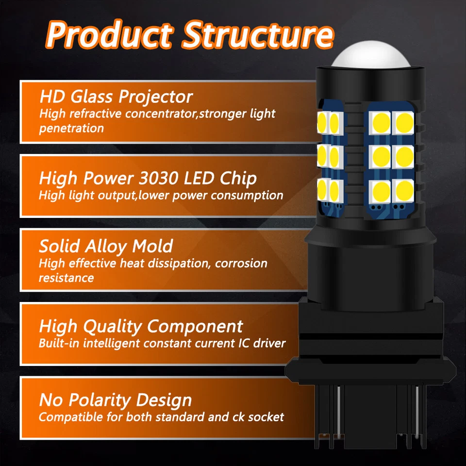 3157 High Super Bright Car LED Bulbs 3030 SMD Turn Signal/Brake/Tail Lights DRL - Image 2 of 4