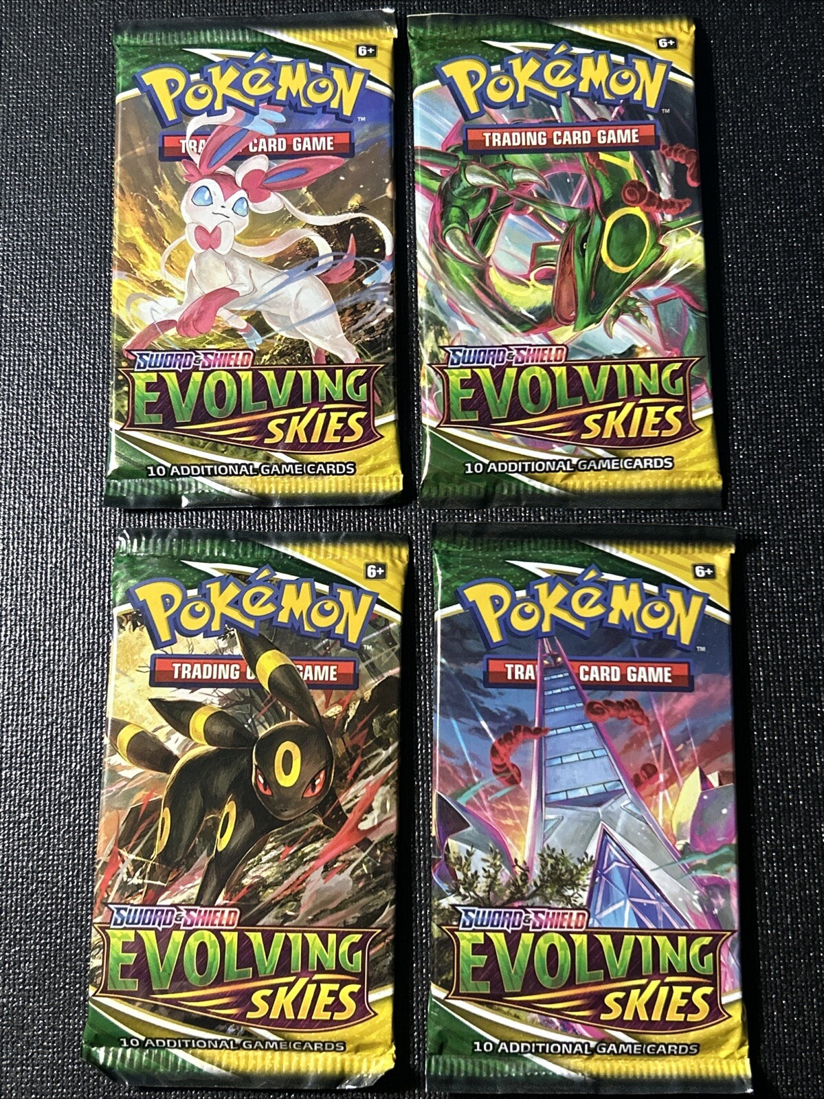 Pokémon Evolving Skies Booster Pack Lot (4x) Sealed Full Pack Art Set