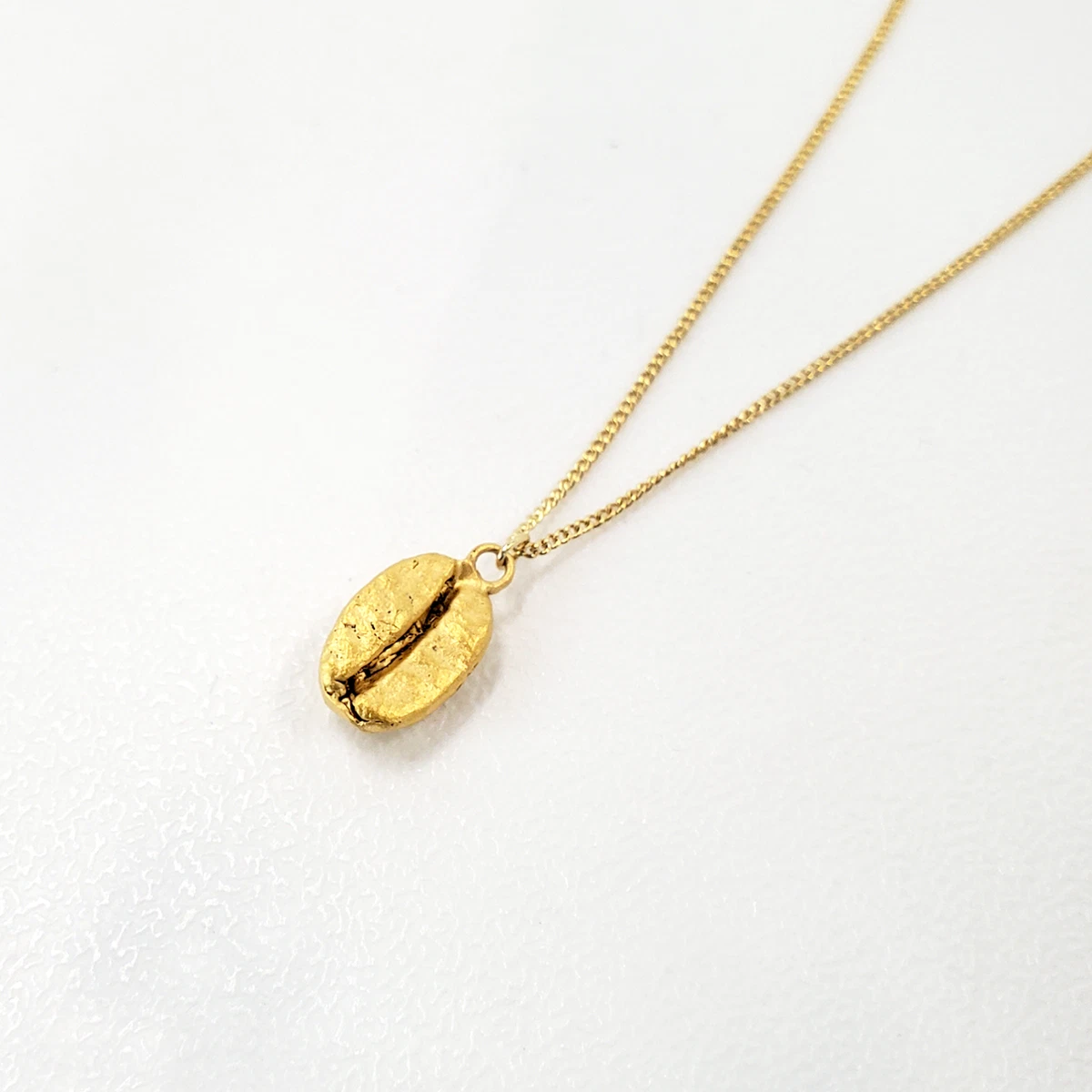Woman Stainless Steel Gold Plating Coffee Bean Pendant Necklace Chain Japan Gift