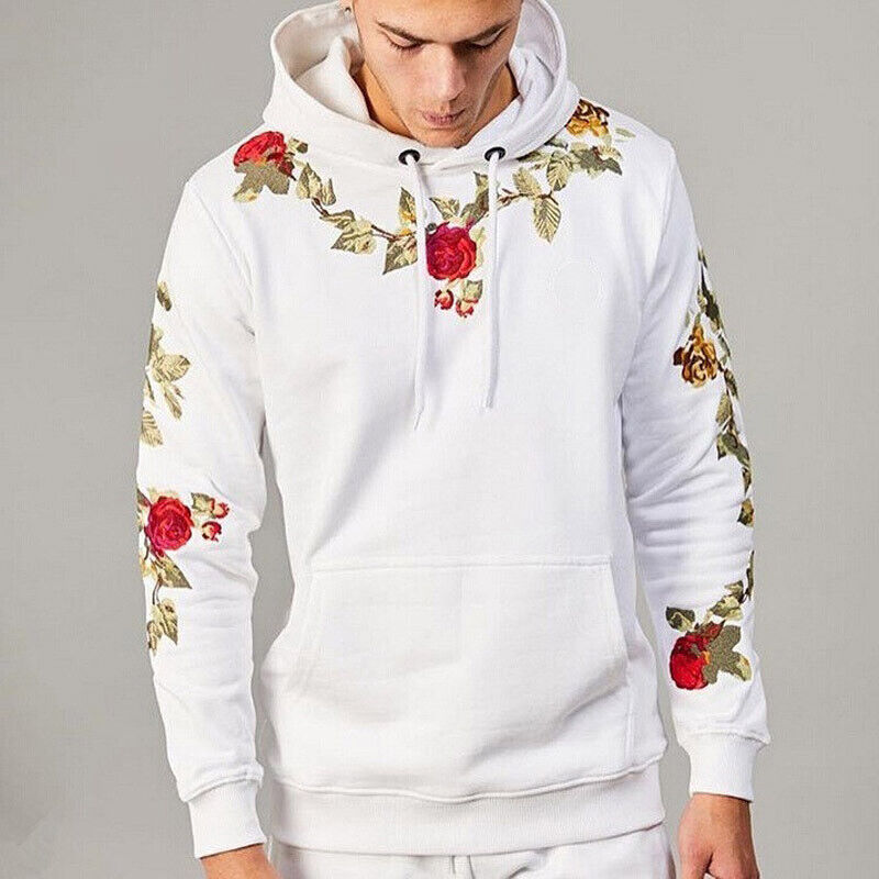 Sudadera Con Capucha Floral Bordada Para Hombre Moda Casual De Invierno  Algodón | eBay