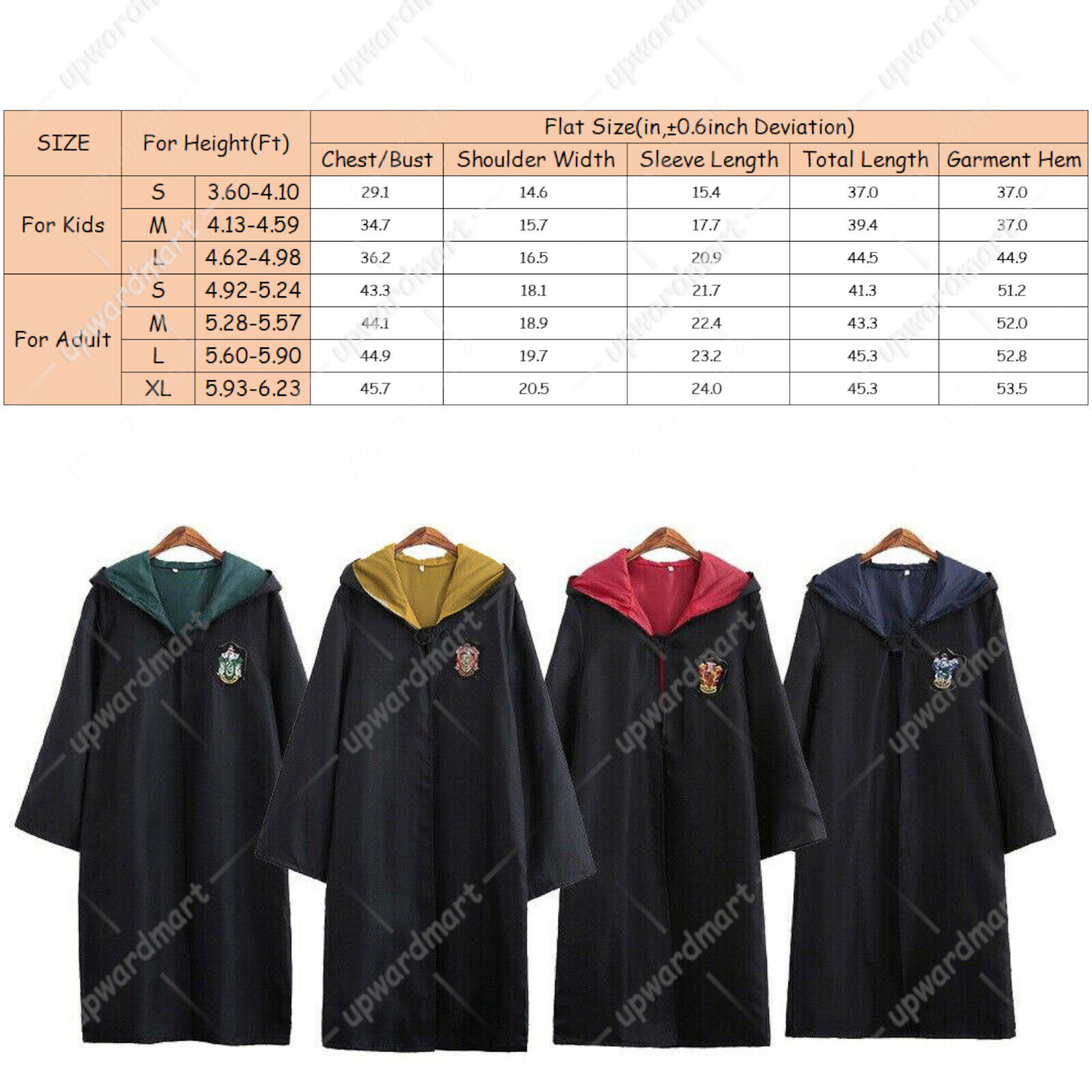 Harry Potter Cosplay Costume Gryffindor Ravenclaw Robe Cloak Adult Kids  Dress A