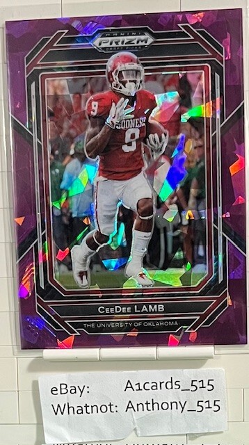 CeeDee Lamb - 2023 Prizm Draft Picks #13 - Purple Cracked Ice Prizm 023/149