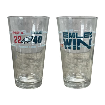 Philadelphia Eagles LB NFL Super Bowl LIX Champs 16oz Score Pint Glass (1)