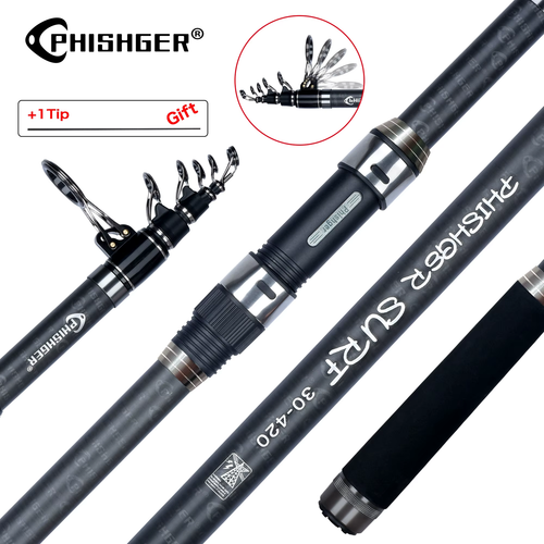 🎣 PHISHGER Telescopic Surf Spinning Rod 3.6-5.3M 30T Carbon 80-150g Casting - Picture 13 of 18