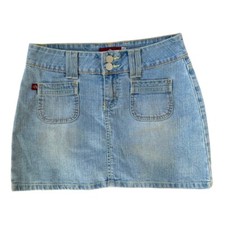 Jordache Jeans Denim Mini Skirt Lo- Rise Stretch Cotton Blend Short Size 3/4 Y2k