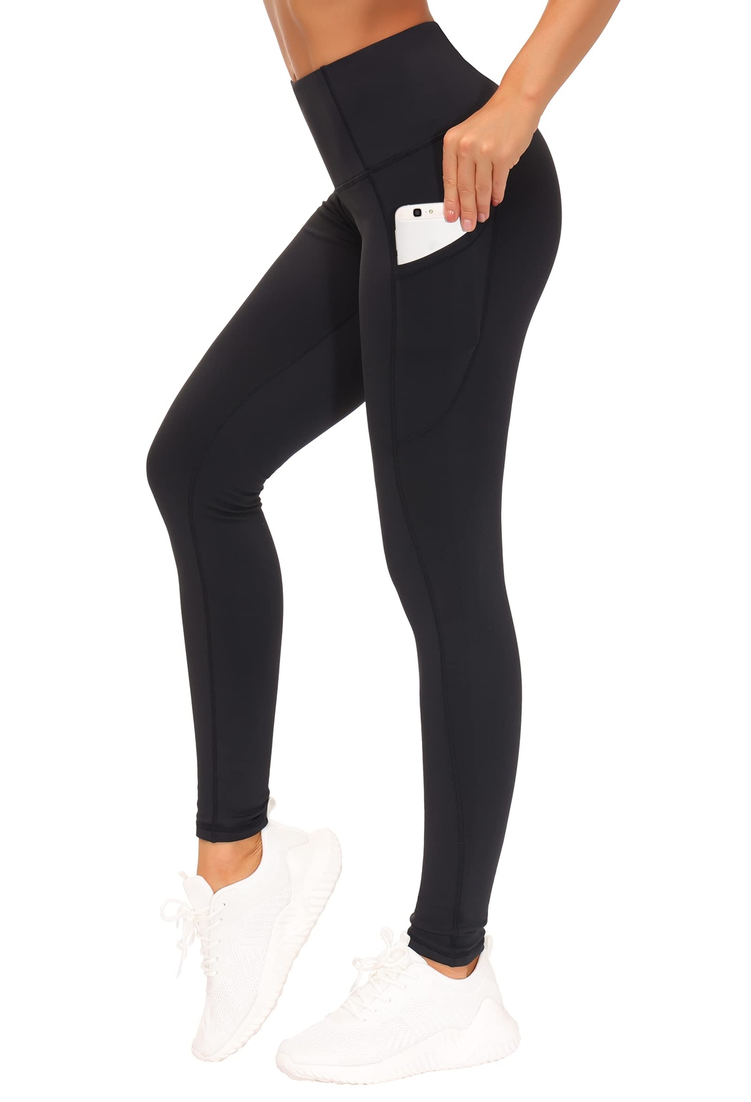 Thick High Waist Yoga Pants with Pockets Fleece Lined Tummy Control Workout L...