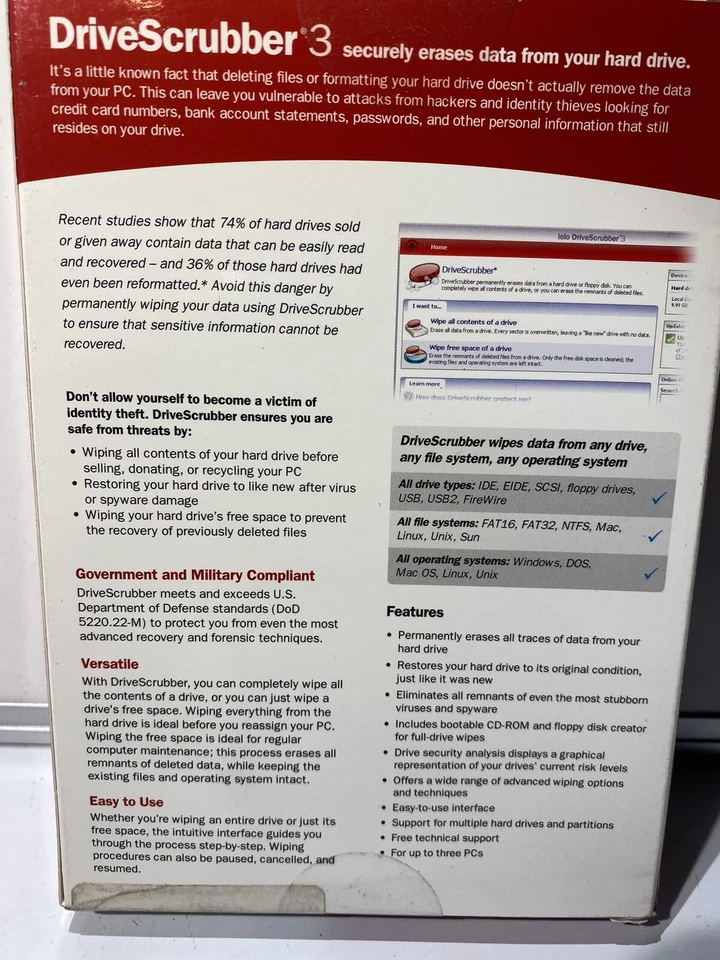 iolo Drive Scrubber 3 Remove Sensitive Data for up to 3 PCs Military Grade - Image 3 of 4