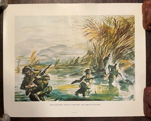 Vintage U.S. Marines Art Print "Search and Destroy, Vietnam" by John Groth