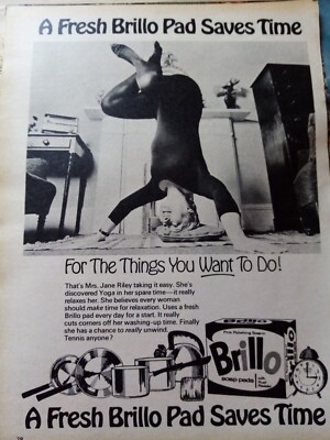 EL98 Ephemera 1968 Werbung Brillo Pad spart Zeit 