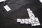 Sobral Street Marais White & Black Square Bead Artist Made Statement Necklace