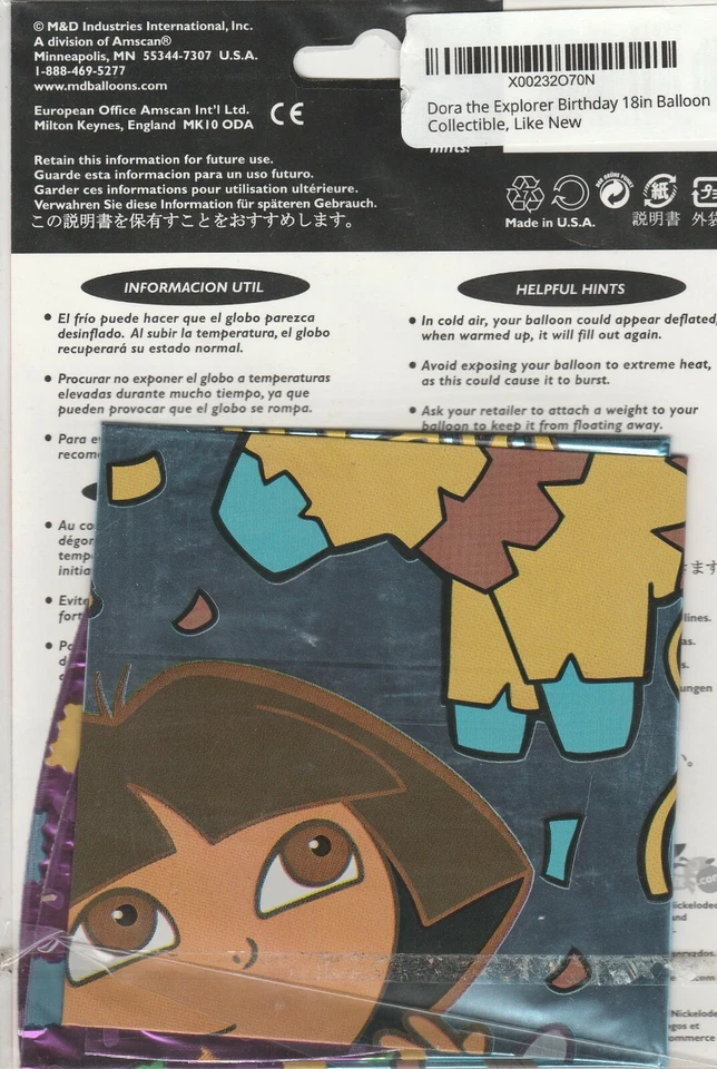 M & D Dora the Explorer Pinata Happy Birthday Feliz Cumpleanos 18" Foil Balloon - Image 2 of 2