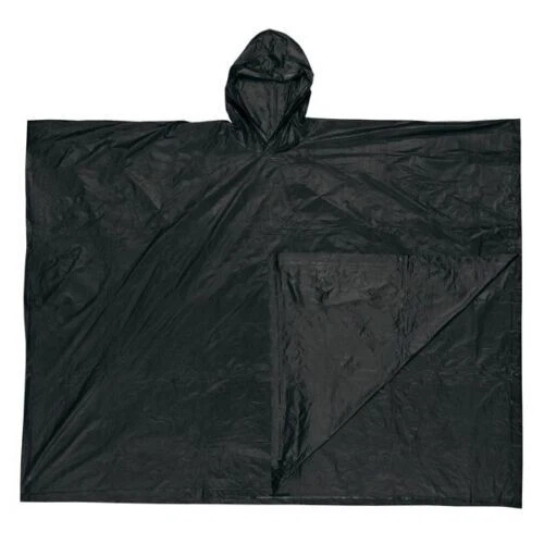 MCR O47 Schoner Black PVC Poncho With Hood 52x80 0.10MM  Each image 2