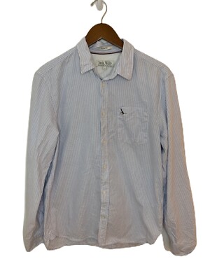 Jack Wills Shirt Men s Size Medium Button Up Slim Fit Blue White Striped