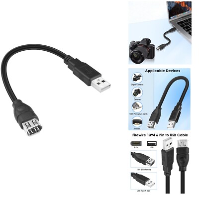 Firewire IEEE 1394 6 Pin Female to USB A Male Adapter Cable, 6 usb 6 pin