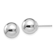 9mm 14K White Gold Polished 9mm Ball Stud Post Earrings