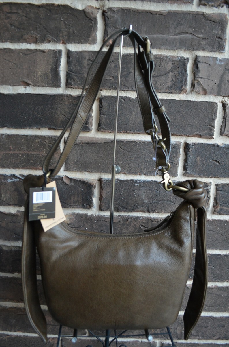 ★TOUT Y EST★ Women's Daily Shirring Strap Shoulder Bag Gre Frye Nora Knotted Zip Top Crossbody Bag Khaki brown for sale