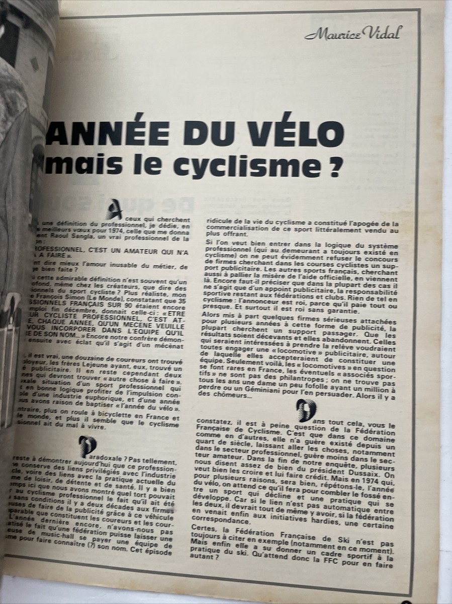 Miroir Du Cyclisme N°181 Janvier 1974 - Revue Vélo Ancienne Bon état