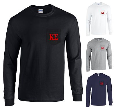 Kappa Sigma Fraternity Long Sleeve POCKET Shirt Red Letters - NEW