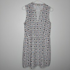 Madewell Silk Dress 10 Nora Paisley Print Mini Split Neck Sleeveless Pocket