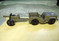 Vintage TIM-MEE Toy Plastic Green US Army Jeep Artillery Cannon Made in USA