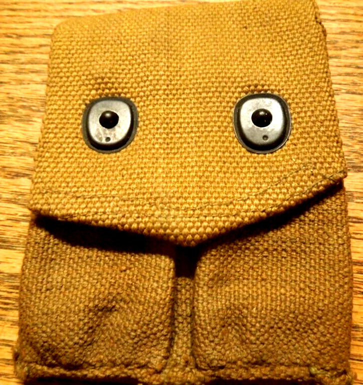 WW1 Original 1918 USGI  .45 Auto ACP Khaki 2 Magazine Pistol Pouch Russell MINT