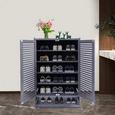 7-Tier 37.4" Tall Shoe Storage Cabinet Sneaker Organizer with Doors for Entryway