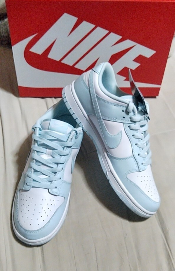 NIKE Men 11.0US Boxed Dunk Low Retro Glacier Blue Natural Leather