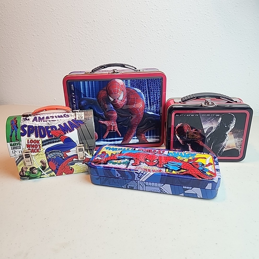 x4 Lot 2000s Spider-Man 3 Venom The Movie MINI Tin Lunchboxes