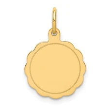 14k .011 Gauge Engravable Round Scalloped 16x13mm Disc Charm XM174/11