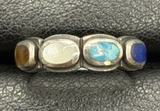 New Condition Sterling Silver Multi Genuine Gemstone Ring Size 6.5
