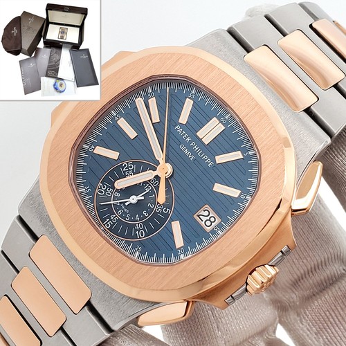 Patek Philippe Nautilus Chronograph 5980/1AR-001 Blue 2-Tone 40mm Box Papers