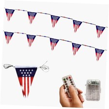 4th of July Patriotic American Triangle Flag String Lights - 10 USA 10 feet