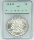 1880-S PCGS MS66 Morgan Silver Dollar Rattler Holder PQ