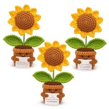 Mini Positive Crochet Sunflowers 3PCS, Funny Handmade Emotional Support Plush