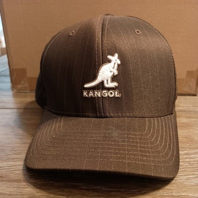 Vintage Kangol Brwn Pinstripe Flexfit Baseball Cap Hat Sz L/XL Fitted*SEE PICS*