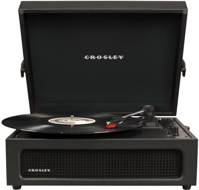 CR8017B-BK Voyager Vintage Portable Vinyl Record Player Turntable with Blueto...
