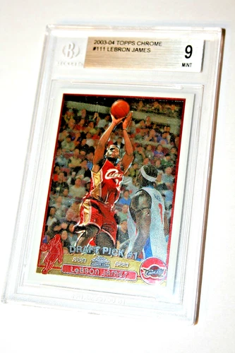 2003-04 TOPPS CHROME LEBRON JAMES ROOKIE CARD #111 BGS 9 w/ (2) 9.5's