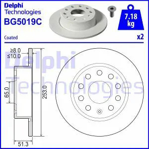 DELPHI BG5019C Disco freno pieno, rivestito - Immagine 2