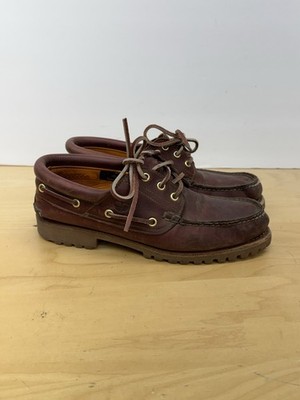 Timberland Authentic 3-Eye Lug Boat Shoes Men s Size 9 M Leather Burgundy Shoes