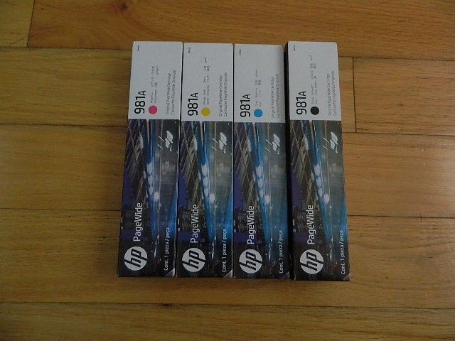 2027 GENUINE SET 4 HP 981A CARTRIDGES J3M68A-J3M71A PageWide Enterprise 556 586