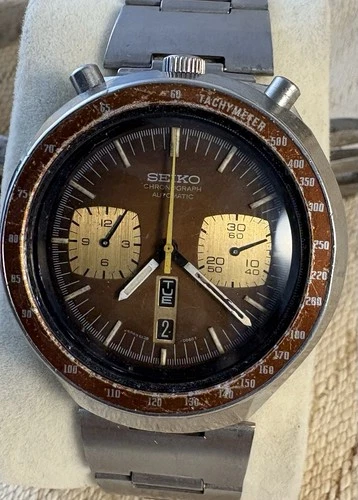 VINTAGE MEN'S watch SEIKO BULL HEAD ,chronograph,AUTOMATIC 6138-0060T BIG