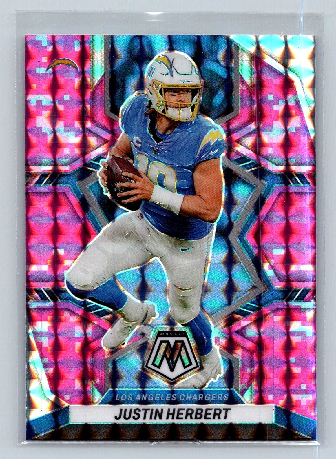 2022 Panini Mosaic - Justin Herbert #101 Camo Pink Mosaic Prizm Chargers