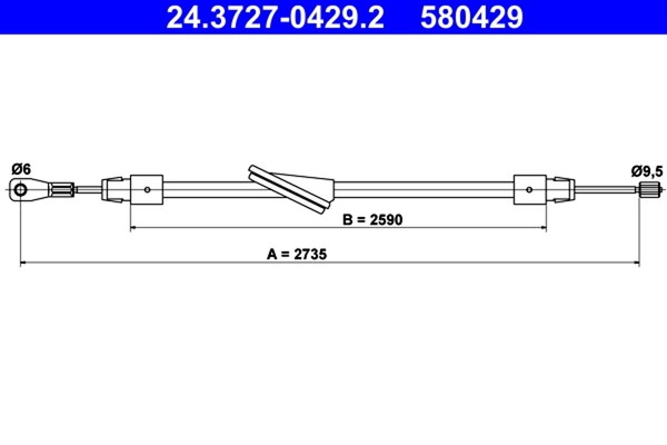 Ate Bremsseil Seilzug Feststellbremse 24.3727-0429.2 FüR Mercedes C209 Klasse-image