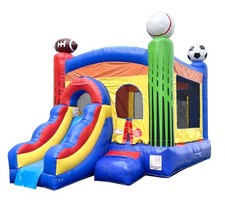 Inflatable Bounce House Commercial with Slide Kids Sports Jump Castle NO Blower