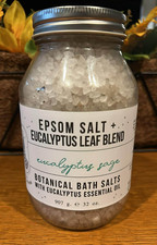 HOME AND BODY CO 32oz Eucalyptus Sage Epsom Salt Botanical Bath Salts NEW
