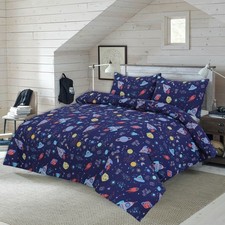 Image of Kids Space Design Polycotton Duvet Cover with Pillow Case Cover Bedding Set