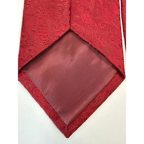 Villa Bolgheri Italia 100% Silk Tie Burgundy Red Paisley Jacquard Made Italy image 3