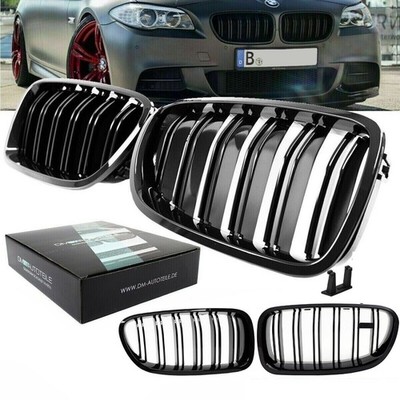 KÜHLERGRILL für BMW 5er F10 F11 F18 passend Set Schwarz Glanz Doppelsteg auch M